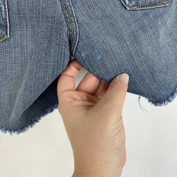 Madewell Womens Size 25 Blue Medium Wash Distressed Frayed Low Rise Jean Shorts - Picture 5 of 7